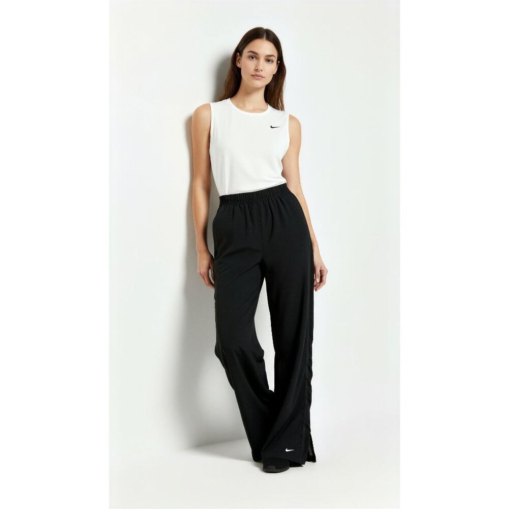 Nike Women's Active Black Pants With Side Zippers & Elastic Waist